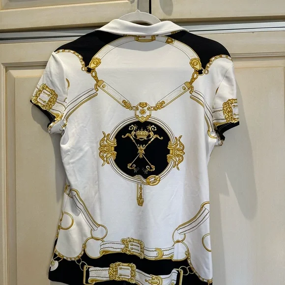 J. McLaughlin Black and Gold Button Down Shirt - Picture 2 of 4